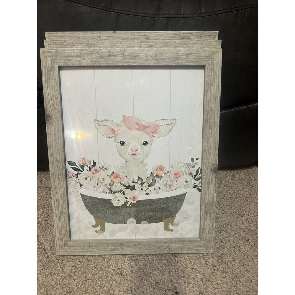 Set Of 3 Country Farmhouse Bathroom Wall Art Decor - Cow, Pig, Sheep - Picture 4 of 8